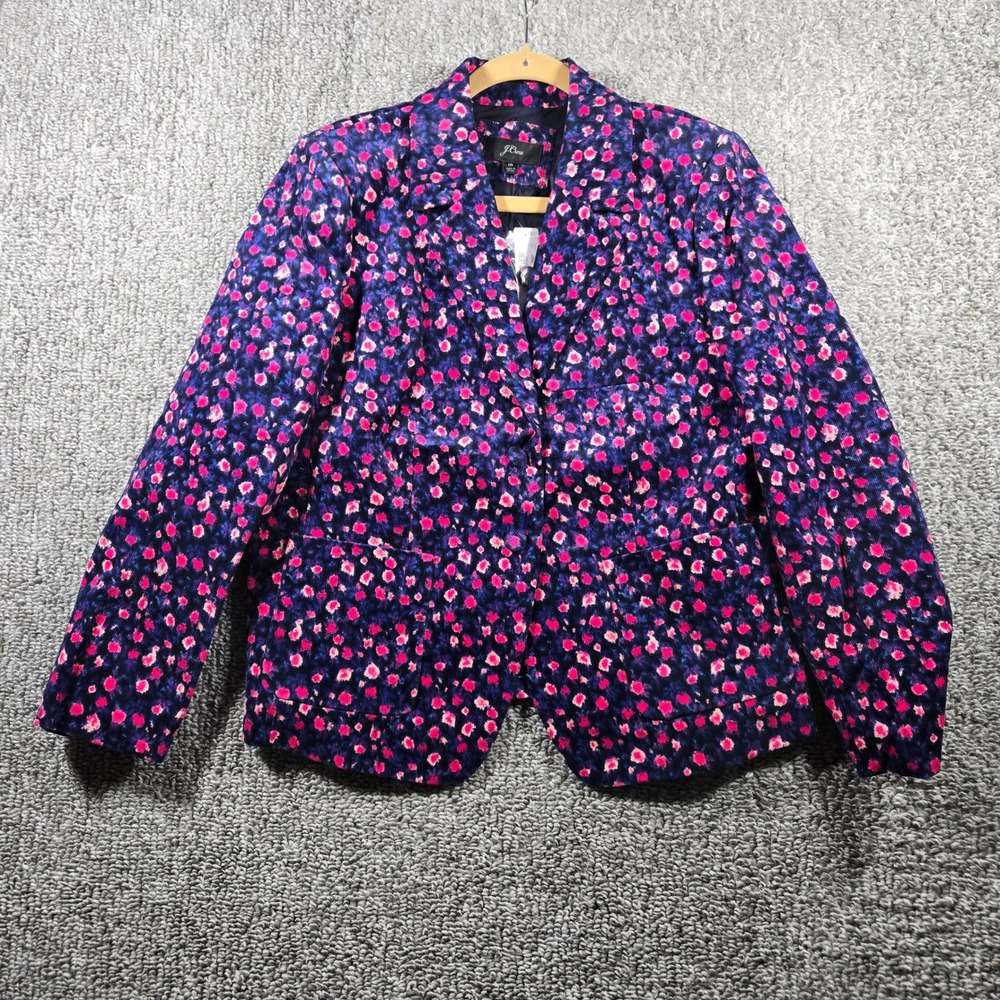 J.Crew Blazer Floral Corduroy Pink Purple Eclectic Grandpa Women 16